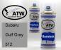 Preview: Subaru, Gulf Gray, 512: 400ml Sprühdose + 400ml Klarlack - Set, von ATW Autoteile West.